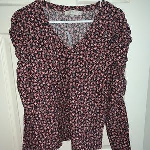 Loft long sleeve floral shirt with puffed sleeves. NWT